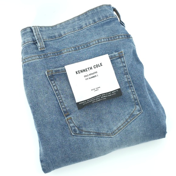 Kenneth Cole Blue Jeans Mens 38X32 Athletic Fit Comfort Stretch Denim NEW - Picture 1 of 16